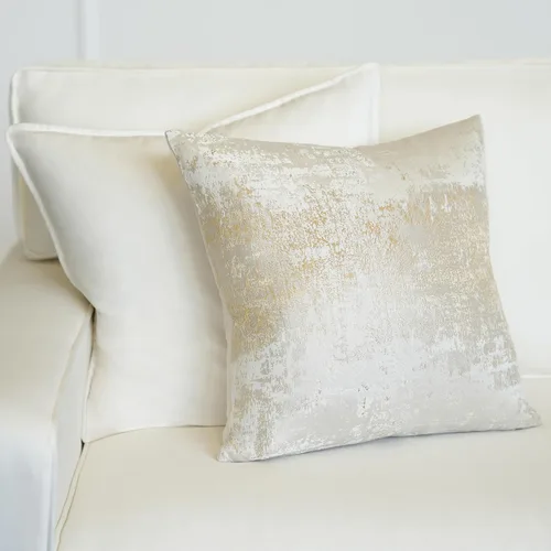 Miniatura 3 de THE-TINOART Fundas de almohada de estilo rústico moderno de 18x18, fundas de almohada decorativas tejidas en jacquard beige y dorado para sofá