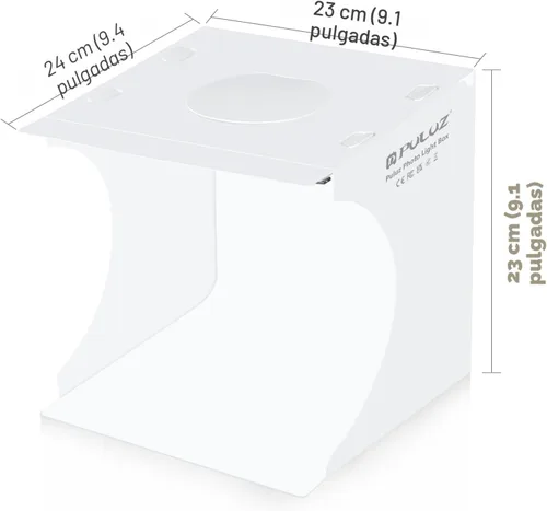 Miniatura 2 de PULUZ Mini Caja de Luz, Caja de Luz de Mesa de 9" para Fotografía, Caja de Luz Portátil de 20 LED para Estudio Fotográfico con Tienda de Campaña y 2
