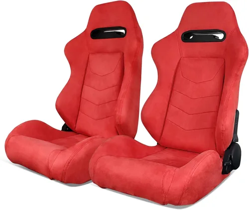 Miniatura 18 de IKON MOTORSPORTS, Asiento universal de carreras PU + cuero de carbono + gamuza, con deslizadores dobles, asiento deportivo reclinable negro