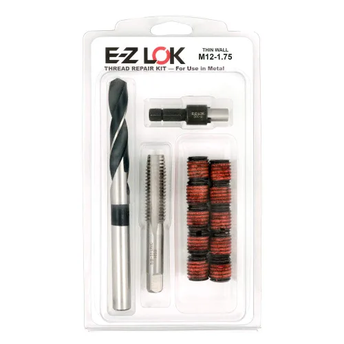 Miniatura 21 de E-Z LOK EZ-329-8 Kit de reparación de roscas para insertos roscados de acero al carbono metálico 1/2-13 y herramientas de instalación