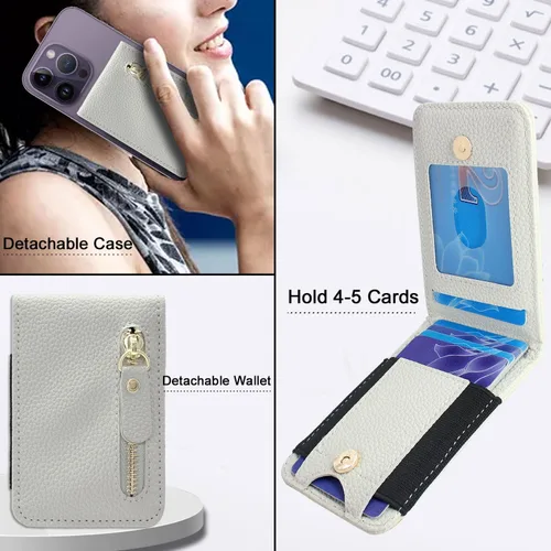 Miniatura 3 de Cartera magnética compatible con MagSafe para modelos de iPhone 15/14/13/12/Pro/Max/Plus, con tarjetero y bolsillo con cremallera para hombres