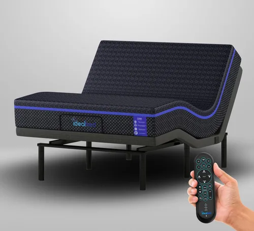 iDealBed S4 Nebula Colchón híbrido de lujo + sistema de sueño de cama ajustable 6i, comodidad, refrigeración y soporte, funcionamiento silencioso