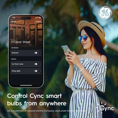 Miniatura 7 de GE Cync PAR38 Bombilla LED inteligente, reflector de exterior que cambia de color, compatible con Alexa y Google Home (paquete de 4)