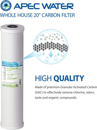 Miniatura 2 de APEC Water Systems FI-CAB20-BB APEC - Filtro de carbono GAC de alto flujo para toda la casa de 20 pulgadas, 4.5 x 20 pulgadas (100.000 galones)