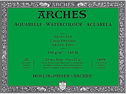 Miniatura 11 de Bloque de papel acuarela Arches, prensado en frío, 8" x 10", 140 libras