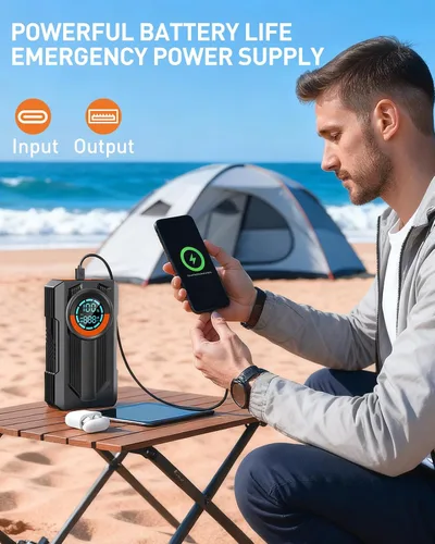 Miniatura 5 de Arrancador de batería con compresor de aire, arrancador portátil, 8.0 Gas/7.0L Diesel, 12V, arrancador de batería portátil para automóvil