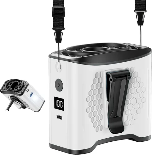 Miniatura 9 de Ventilador de cintura portátil con clip, 4 velocidades, 13000 rpm, fuerte flujo de aire con batería de 10000 mAh y carga móvil, ventilador de camisa