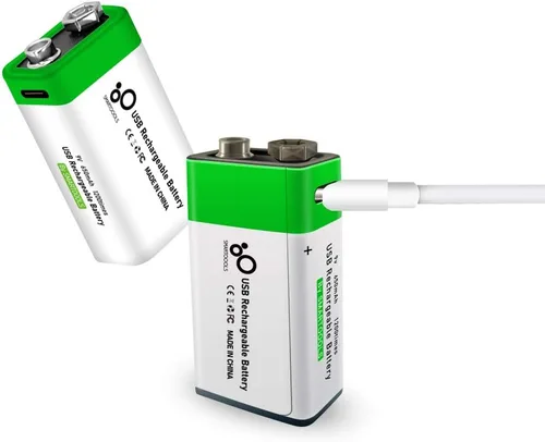 Miniatura 3 de Batería recargable USB de iones de litio de 9 V, batería recargable de 9 V de alta capacidad de 650 mAh, carga rápida de 1.5 H, 1200 ciclos