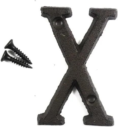 Miniatura 23 de Letras del abecedario de 3" en metal de hierro fundido decorativas, estilo clásico, para colgar letreros de pared, dirección, nombre, letrero