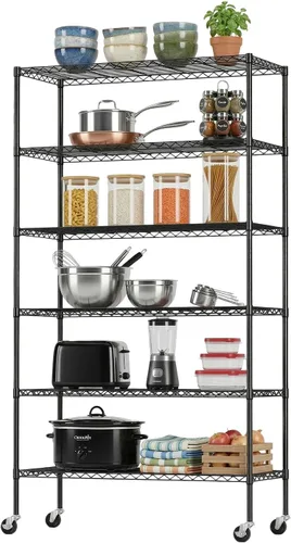 Miniatura 21 de BestOffice Estantería de 5 repisas de alambre para garaje, estante de alambre NSF, estantes de almacenamiento de metal de gran resistencia, altura