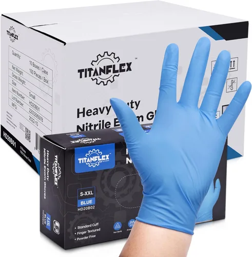 Miniatura 9 de TitanFlex Nitrile Exam Gloves, Blue, 6-mil, Heavy Duty Nitrile Gloves, Mechanic Disposable Gloves, Latex Free, Powder Free azul(grande 100)