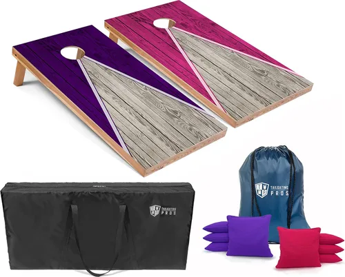 Miniatura 16 de Tailgating Pros Juego de tablero de Cornhole ligero con diseño piramidal con bolsas de frijoles y estuche de transporte, juego de cornhole
