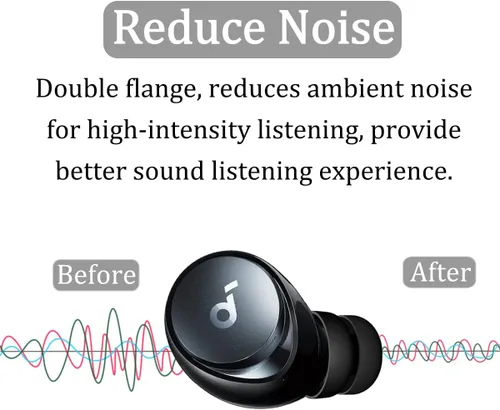Miniatura 4 de Doble brida compatible con puntas de oído Soundcore Space A40, accesorios de silicona de repuesto para reducir el ruido, accesorios compatibles