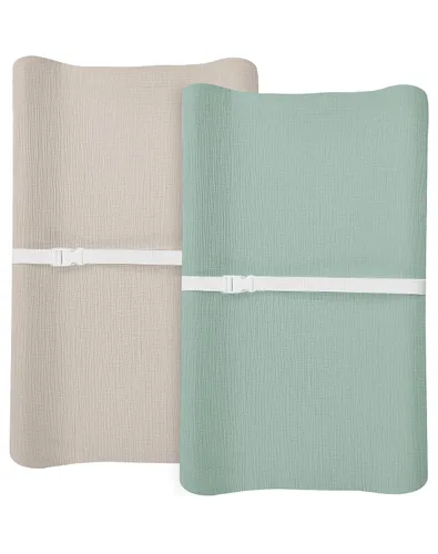 Miniatura 15 de Juego de 2 fundas para cambiador para bebé niño y niña, fundas de muselina para cambiador con estilo bohemio, ropa de cama neutra para guardería
