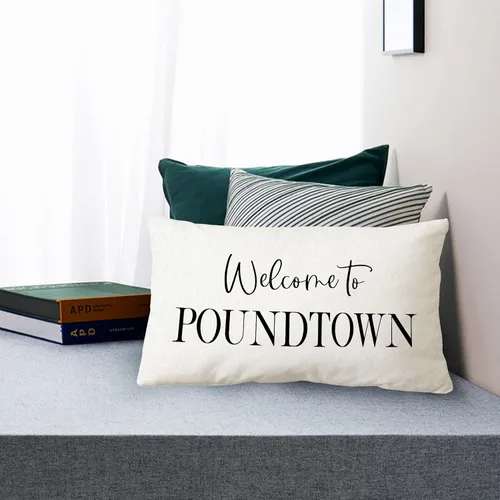 Miniatura 2 de Sidhua Funda de almohada con temática divertida de pareja para decoración del hogar, sala de bodas, bienvenidos a Poundtown, funda de almohada