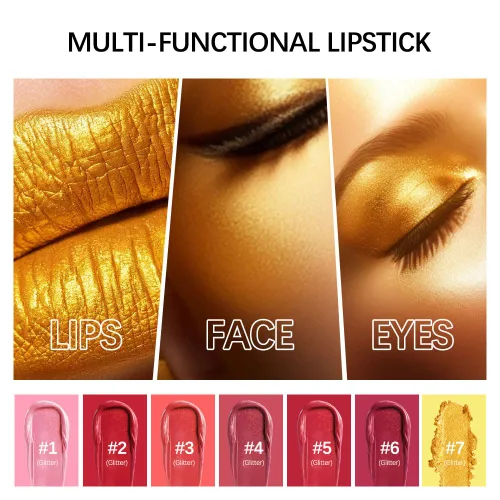 Miniatura 3 de Lápiz labial dorado, terciopelo nude, rojo y rosa, no se mancha, de alto pigmento, no se decolora, suave, de larga duración, taza antiadherente, #1