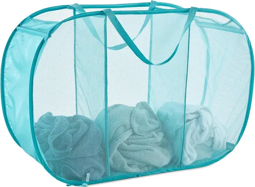 Miniatura 12 de 2 cestas de malla desplegable para ropa sucia, 115 L, extra grande, plegable, cesta de almacenamiento de ropa, con asas, sin tapa, 26 pulgadas