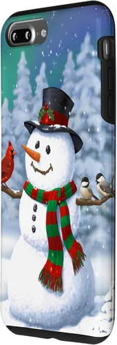 Miniatura 17 de Funda para iPhone 17 con diseño de muñeco de nieve y pájaros en invierno
