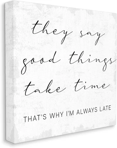 Miniatura 10 de Stupell Industries Good Things Always Late Phrase Beauty Inspirational, arte de pared enmarcado negro diseñado por Daphne Polselli, 12 x 12