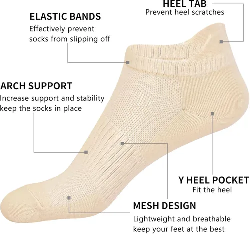 Miniatura 2 de Cozi Foot Calcetines tobilleros para mujer 10 pares de tela suave de algodón