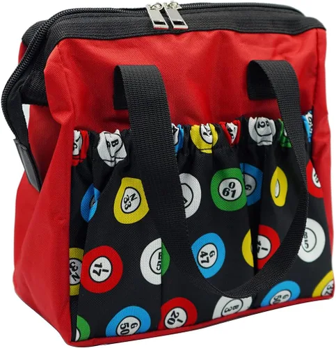 Yuanhe Bolsas de Bingo Dauber con 6 bolsillos, bolsa de bingo roja Rojo