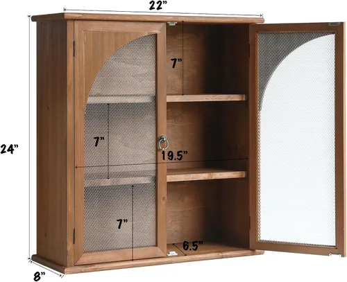Miniatura 3 de COLLECTIVE HOME - Armario organizador de pared de 24 pulgadas, gabinete de baño de madera maciza con puerta arqueada, ya montado, 22 x 8 x 24