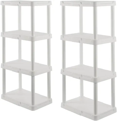 Miniatura 6 de CENTREX CX 4-Tier (48”H x 22”W x 14.25”D) Plastic Storage Shelving Unit (White), Light Duty, 50lbs Per Shelf Capacity, for Indoor Storage and