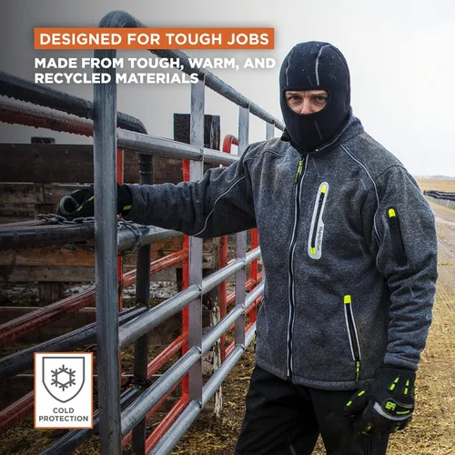 Miniatura 4 de RefrigiWear Mascarilla de pasamontañas cálida de doble capa Polartec con ribete reflectante, Negro