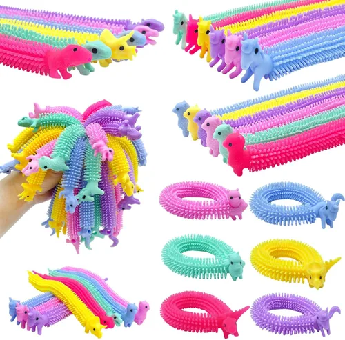 30 piezas de juguete fidget elástico, juguetes sensoriales de gusano fidget elástico, juguete de cuerdas elásticas multicolores para aliviar el