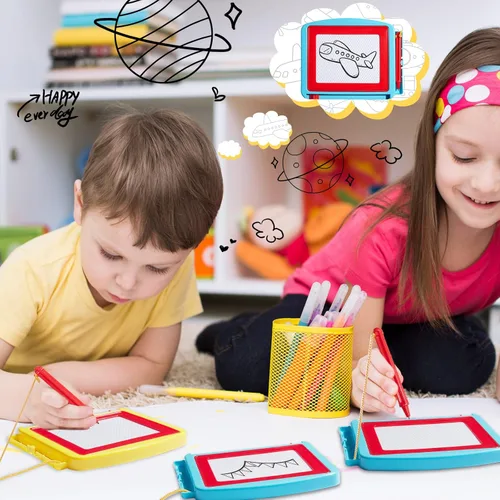 Miniatura 4 de Tinlade Paquete de 24 mini pizarras magnéticas de dibujo para niños, pequeña almohadilla de dibujo borrable, tableta de escritura para niños