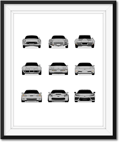 Miniatura 19 de Custom Car Posters Póster hecho a mano compatible con Chevy Corvette Generations e impresión de Chevrolet Corvette (C1 C2 C3 C4 C5 C6 C7 C8)
