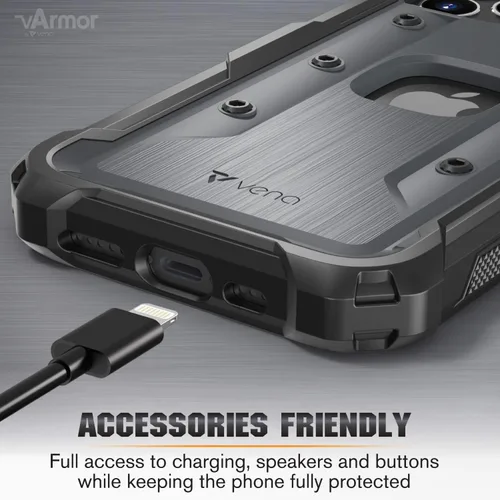 Miniatura 8 de Vena vArmor - Funda resistente compatible con Apple iPhone 12 / iPhone 12 Pro (6.1 pulgadas) (protección contra caídas de grado militar), funda Gris