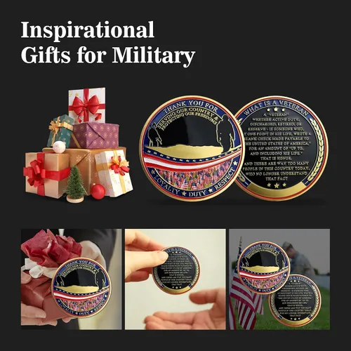 Miniatura 6 de BHealthLife Moneda de desafío de apreciación de veteranos militares gracias por su servicio Regalo para veteranos
