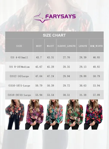Miniatura 6 de FARYSAYS Blusas sueltas con cuello en V y estampado abstracto para mujer