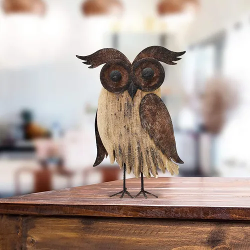 Miniatura 3 de Figuras rústicas de búho, decoración de estatua de animal para el hogar, soporte de madera, esculturas de búho, decoración para sala de estar