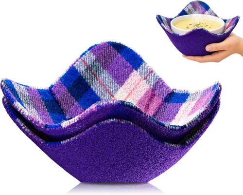 Miniatura 15 de Juego de 2 almohadillas calientes rojas para microondas, soportes para ollas, acogedores para alimentos, Ooma, ramen o tazón de sopa acogedor