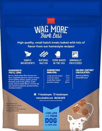 Miniatura 2 de Cloud Star Wag More Bark Less Soft Chews - Golosinas para perros, tocino, queso y manzanas, bolsa de 6 onzas