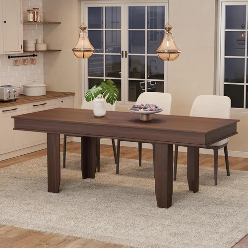Miniatura 20 de GarveeHome Mesa de comedor de granja para 6-8 personas, mesas de cocina de 71 pulgadas de largo con marco resistente de madera, mesa rectangular