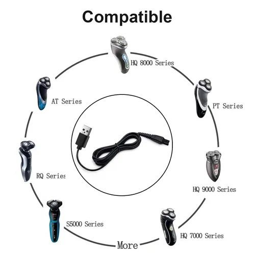 Miniatura 5 de LinMei Cable de carga USB apto para Philips Norelco QP2533 QP2520 QP2630 QP6510 QP6520 One Blade Trimmer HQ8505 HQ850 HQ840 Barbera Shaver 5V Cable