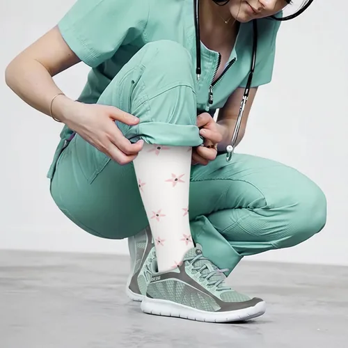 Miniatura 5 de 6 pares de calcetines de compresión para mujeres y hombres, 15-20 mmHg, soporte graduado hasta la rodilla, calcetines para enfermeras, viajes