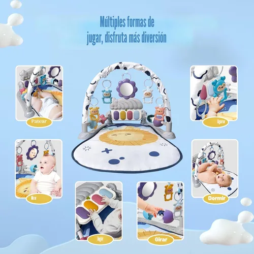 Miniatura 3 de Cuterabit Tapete de gimnasio para bebés, centro de actividades de gimnasio para bebés, piano para patear y jugar con música y luz, juguetes para Gris