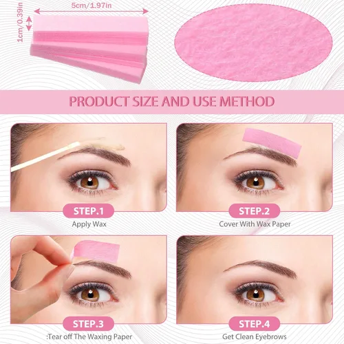 Miniatura 2 de Maitys 400 tiras de cera para cejas, depilación de cejas, tiras faciales de papel de cera para mujeres y hombres, labios y cara