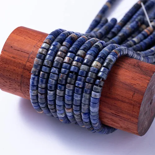 Miniatura 6 de Abalorios de piedra de sodalita azul natural espaciadores 6x3mm 38cm/str Redondos planos sueltos semi piedras preciosas para hacer pulseras