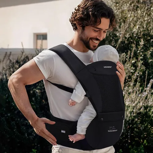 Miniatura 5 de Portabebés Bebamour con asiento de cadera, malla transpirable para todas las posiciones en el asiento de cadera y portabebés de 0 a 36 meses