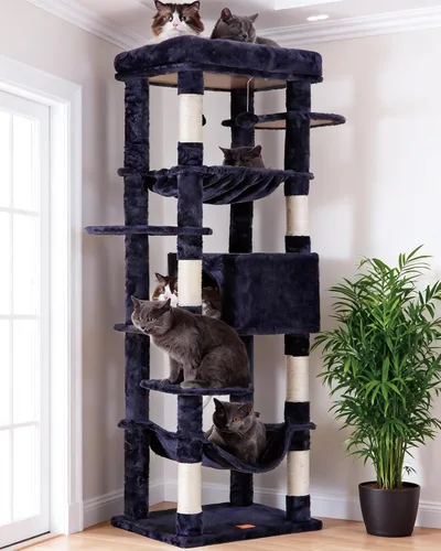 Miniatura 14 de Heybly Árbol para Gatos para Gatos Grandes de 20 libras de Servicio Pesado, Torre para Gatos XXL de 60 pulgadas para Gatos de Interior, Condominio