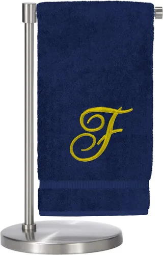 Miniatura 70 de Script R - Toalla de baño con monograma, regalo personalizado, 27 x 54 pulgadas, juego de 1 toalla bordada con texto dorado, 100% algodón turco