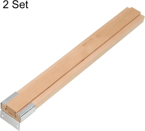 Miniatura 3 de uxcell 2 juegos de correderas de madera para cajones con soporte deslizante de metal, guía central de madera clásica, kit de repuesto de rieles