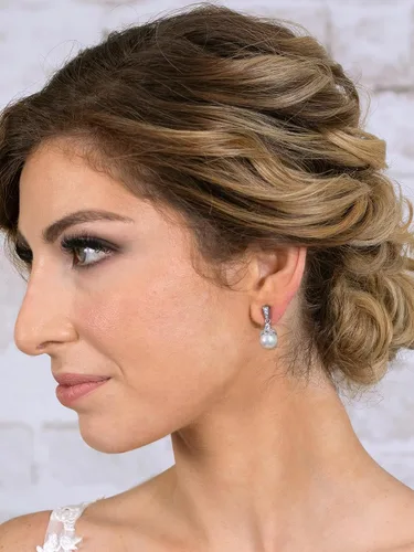 Miniatura 3 de Mariell Juego de collar y aretes de perlas con cristales de circonita cúbica para novia, dama de honor, regalo de cumpleaños