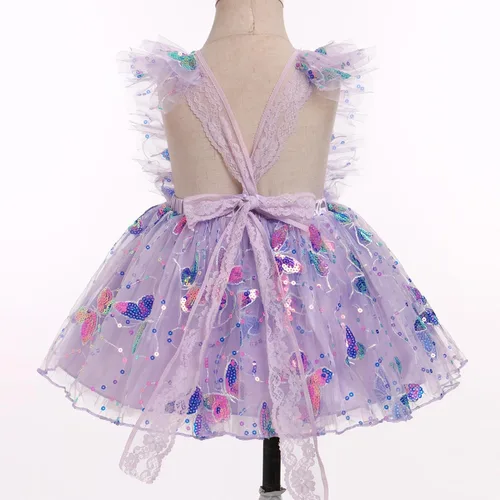 Miniatura 4 de Vestido para sesión de fotos de fiesta de cumpleaños con espalda descubierta para bebé, niña, mariposa, fresa, volantes, princesa, pastel, fiesta