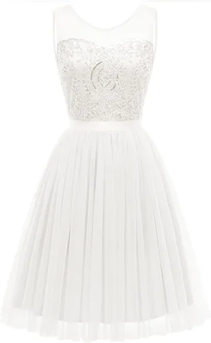 Miniatura 7 de Bridesmay Vestido corto de tul para mujer, vestido de fiesta de graduación, vestido de cóctel con lentejuelas y cuentas 2023 para fiesta de boda